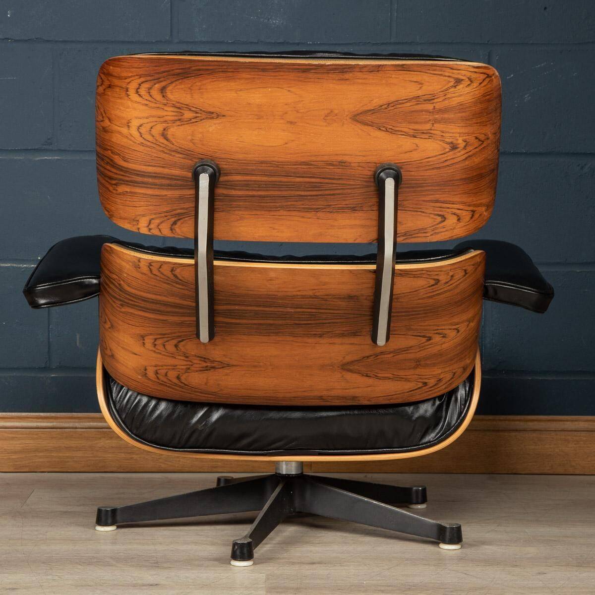 Eames lounge chair in black leather, around 1980