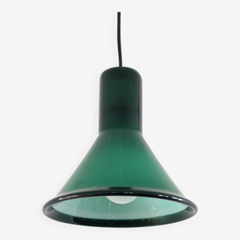 Green glass Mini P&T pendant lamp by Michael Bang for Holmegaard, Denmark 1970's