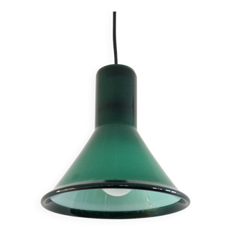 Green glass Mini P&T pendant lamp by Michael Bang for Holmegaard, Denmark 1970's