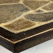 Large Brutalist Coffee Table in Oak and Stone Mosaic, 1960s