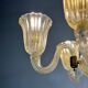 Venetian chandelier in gilded Murano glass with reticello pattern, 6 light arms, circa 1950