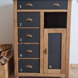 Vintage high sideboard in solid oak