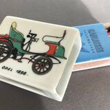 Set of cups, match case collection of old cars Limoges porcelain