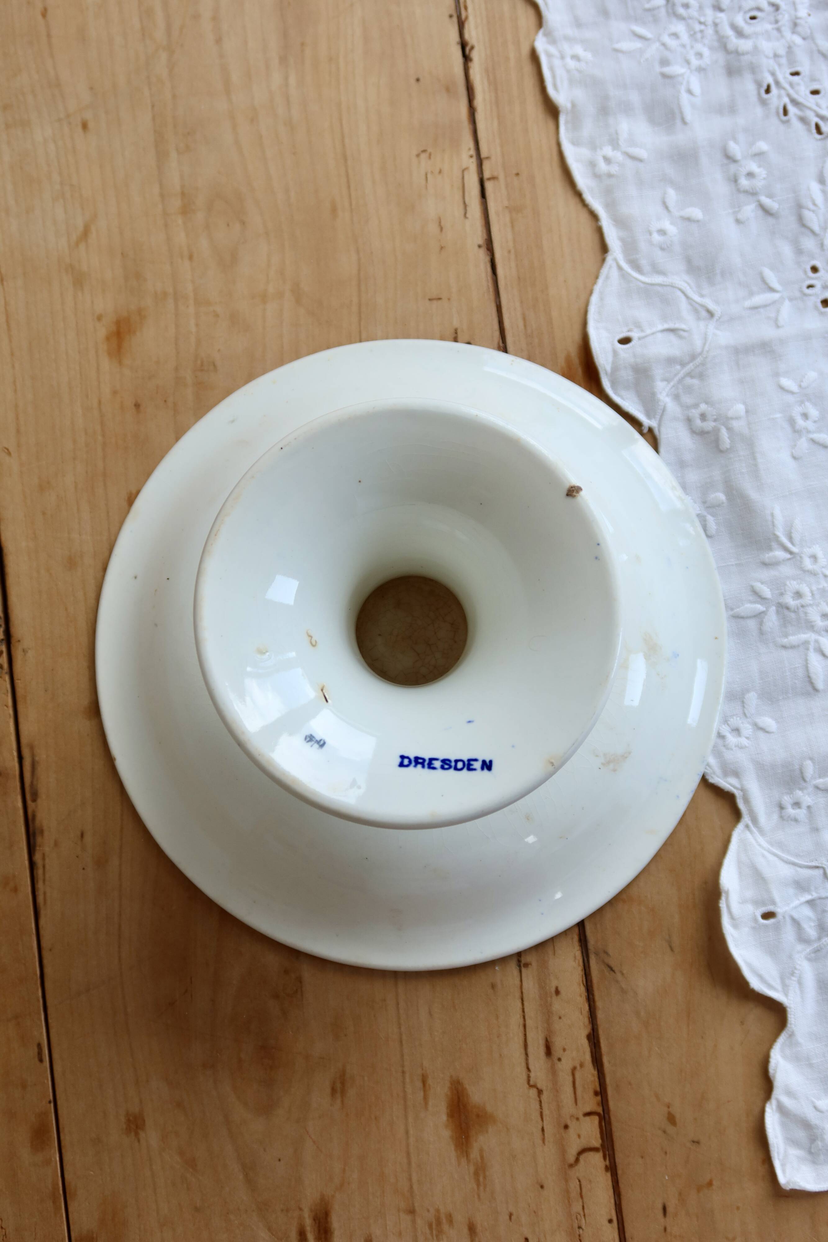 Antique Dresden porcelain compote in blue and white – Fruit bowl