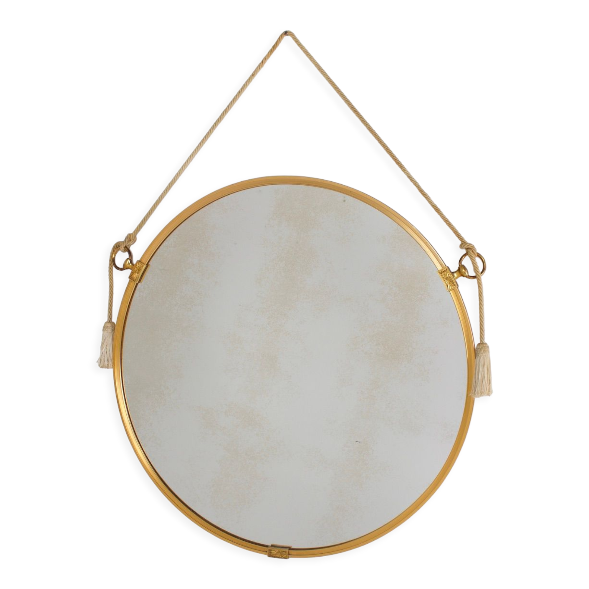 Hanging mirror in gilded brass