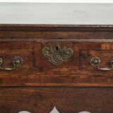 Large antique English oak sideboard from the 18th century with elegant legs