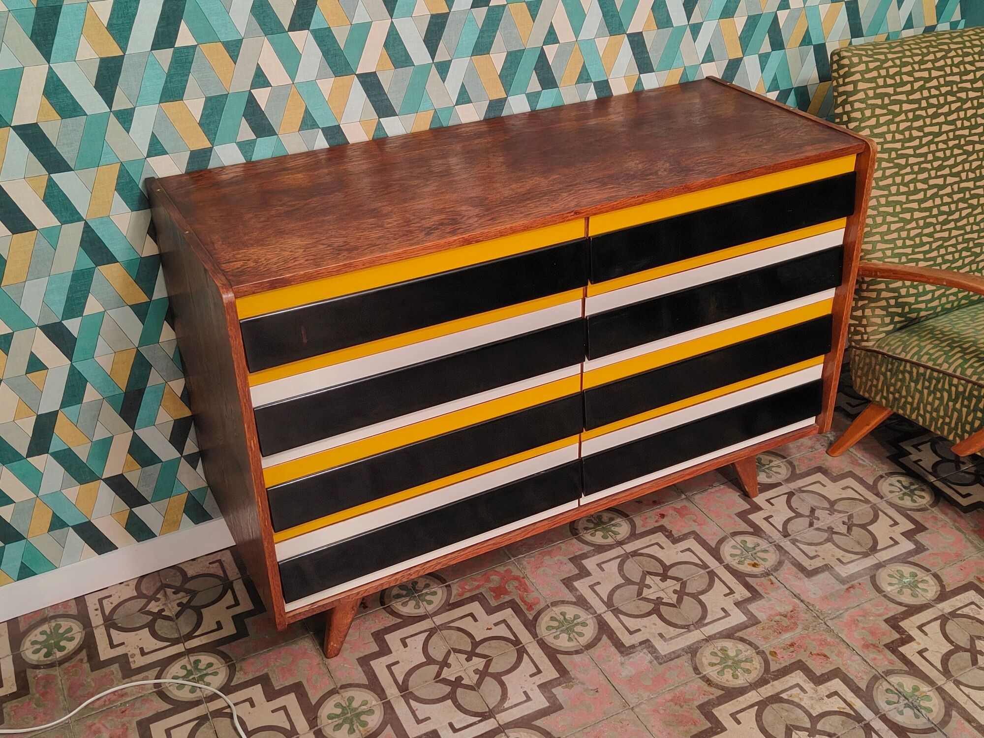 Chest of drawers U 453 Yellow by Jiri Jiroutek for Interier Praha, old edition from 1962