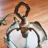 Lantern in smoked glass and brass