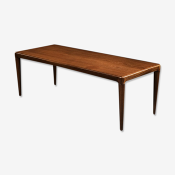 Table basse en palissandre scandinave classique vintage du milieu du siècle avec plateau noir coulissant