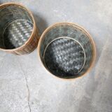 Series of 4 vintage rattan basket pot covers