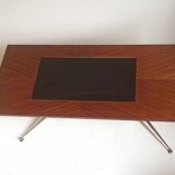 Vintage coffee table 1950s Mahogany and metal Top width 110 cm