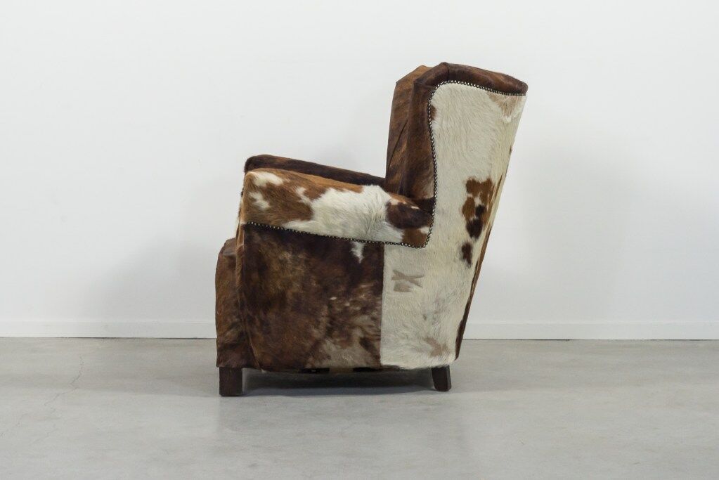 Art deco cowhide armchair