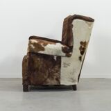 Fauteuil art déco en peau de vache