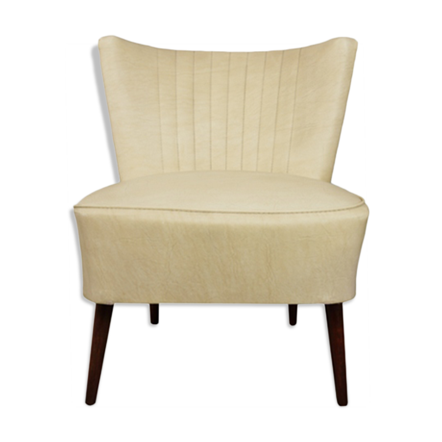 Cocktail armchair 50s in wood and imitation leather