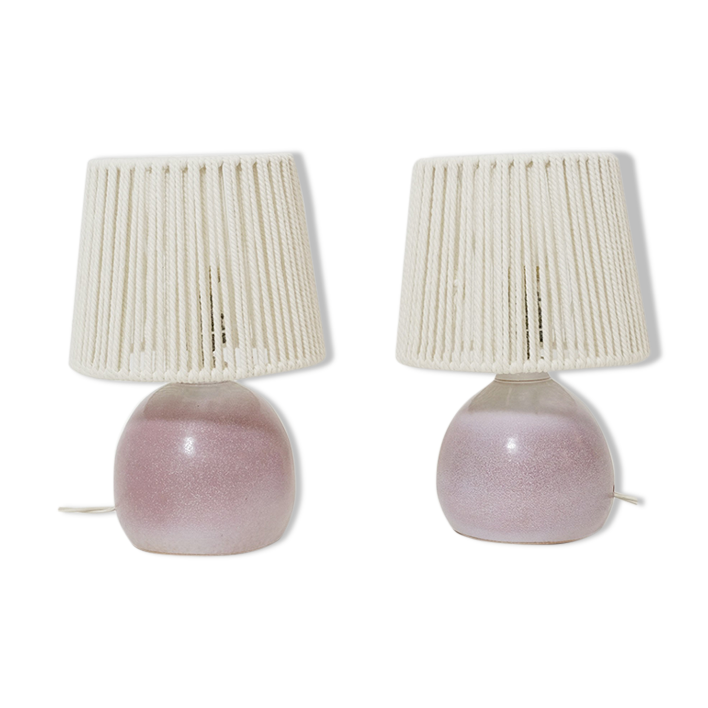 Pair of bedside lamps, rope blinds