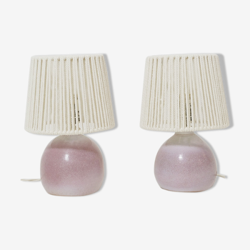 Pair of bedside lamps, rope blinds