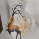 Pichet and glass Vallauris – Jacques Fonck – deer decoration
