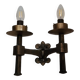 Rare set of 7 wall lights in hammered solid bronze - Raymond Subes style
