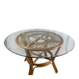 Adrien Audoux, Frida Minet table in rattan with glass top, France.