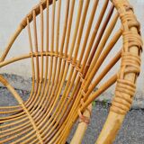 Vintage rattan shell armchair from the 60s