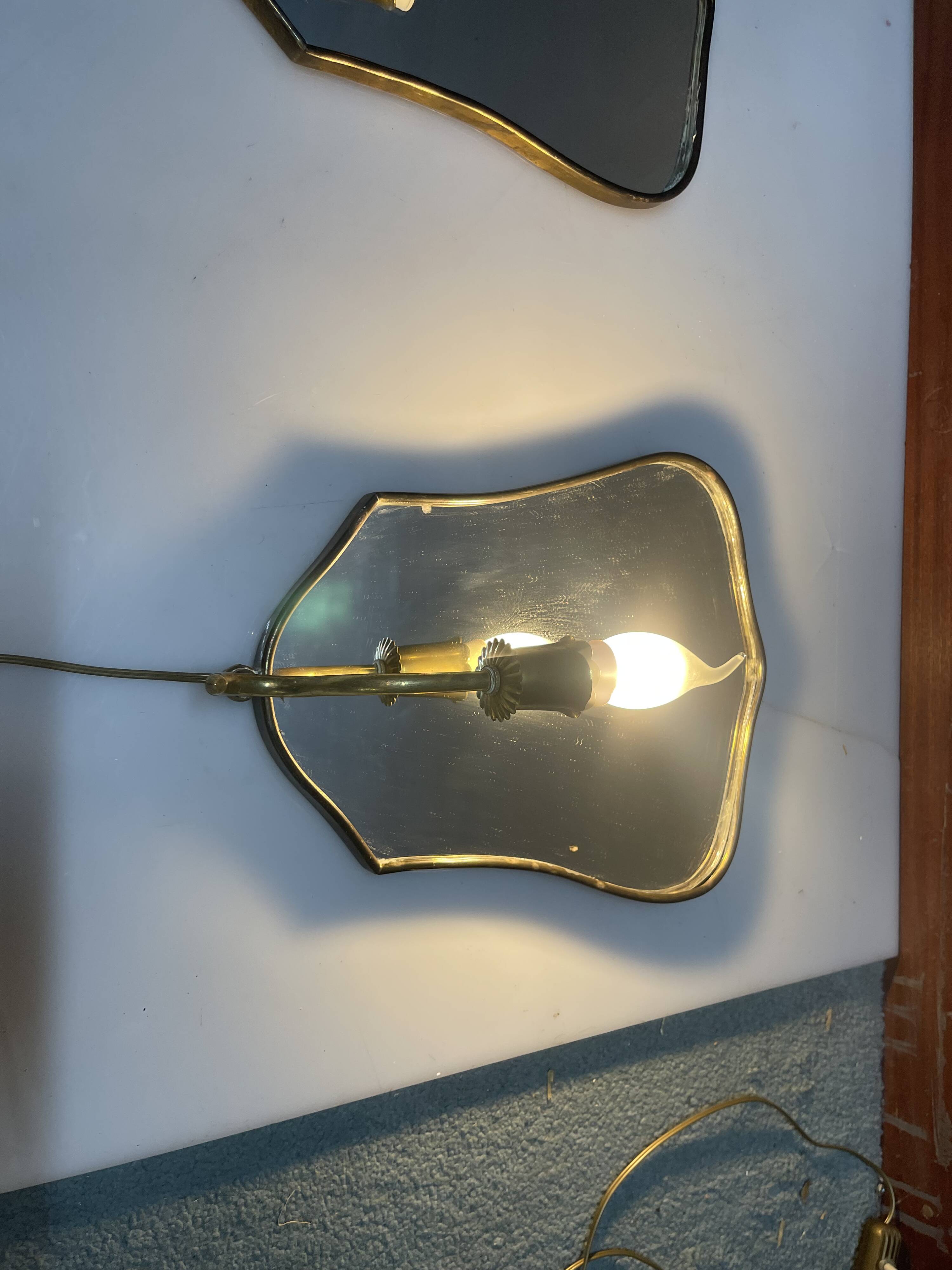 Art Deco Brass Mirrored Sconces Set of 2 1950’s