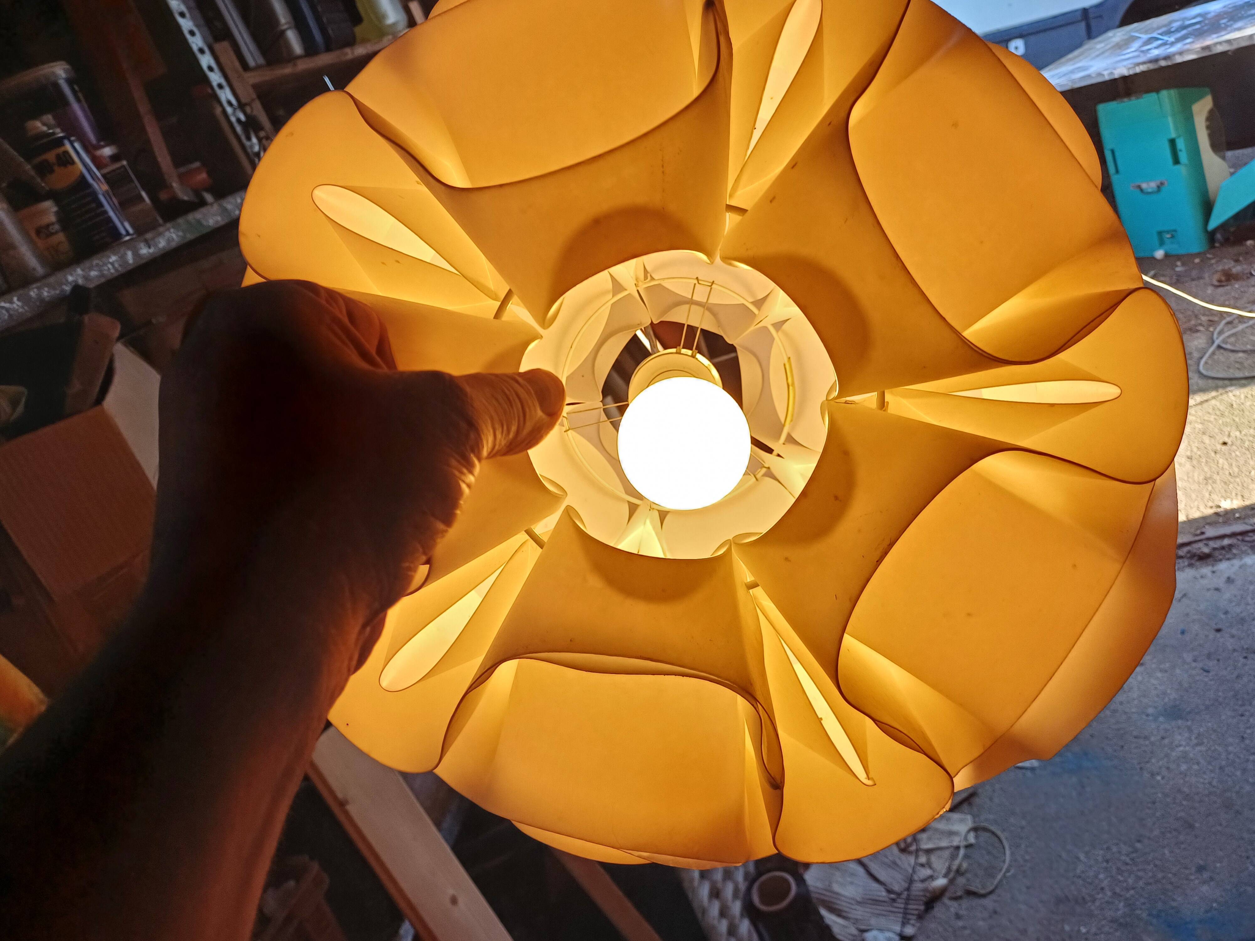 Vintage white plastic pendant lamp