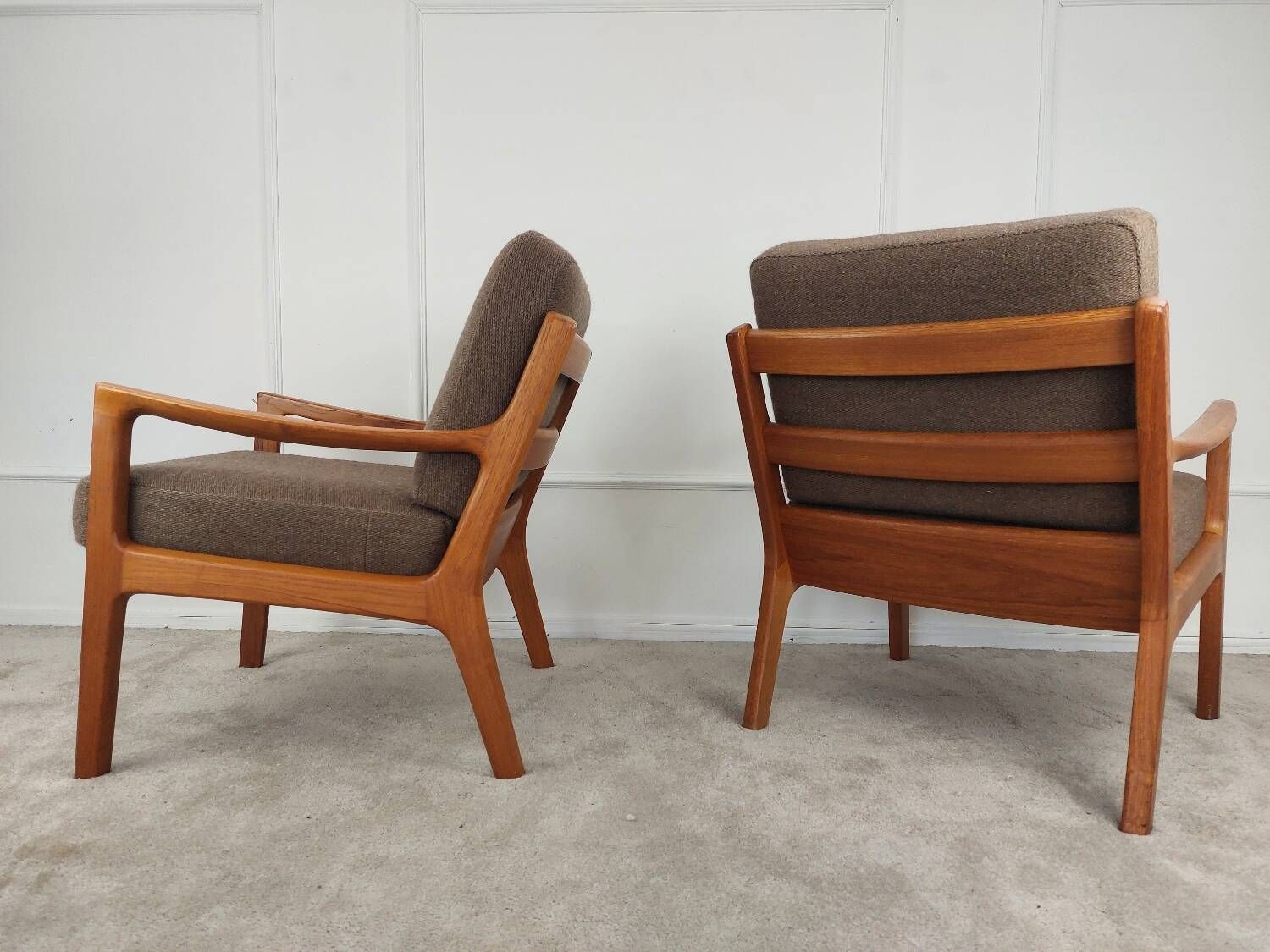 Set of 3 seats and 2 Senator armchairs by Ole Wanscher for Poul Jep