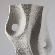 Vintage organic biscuit porcelain vase from the mid-century by Sgrafo Modern.