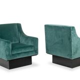 Pair of “Club” armchairs, cubic shape. 1940s.