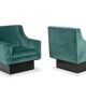 Pair of “Club” armchairs, cubic shape. 1940s.