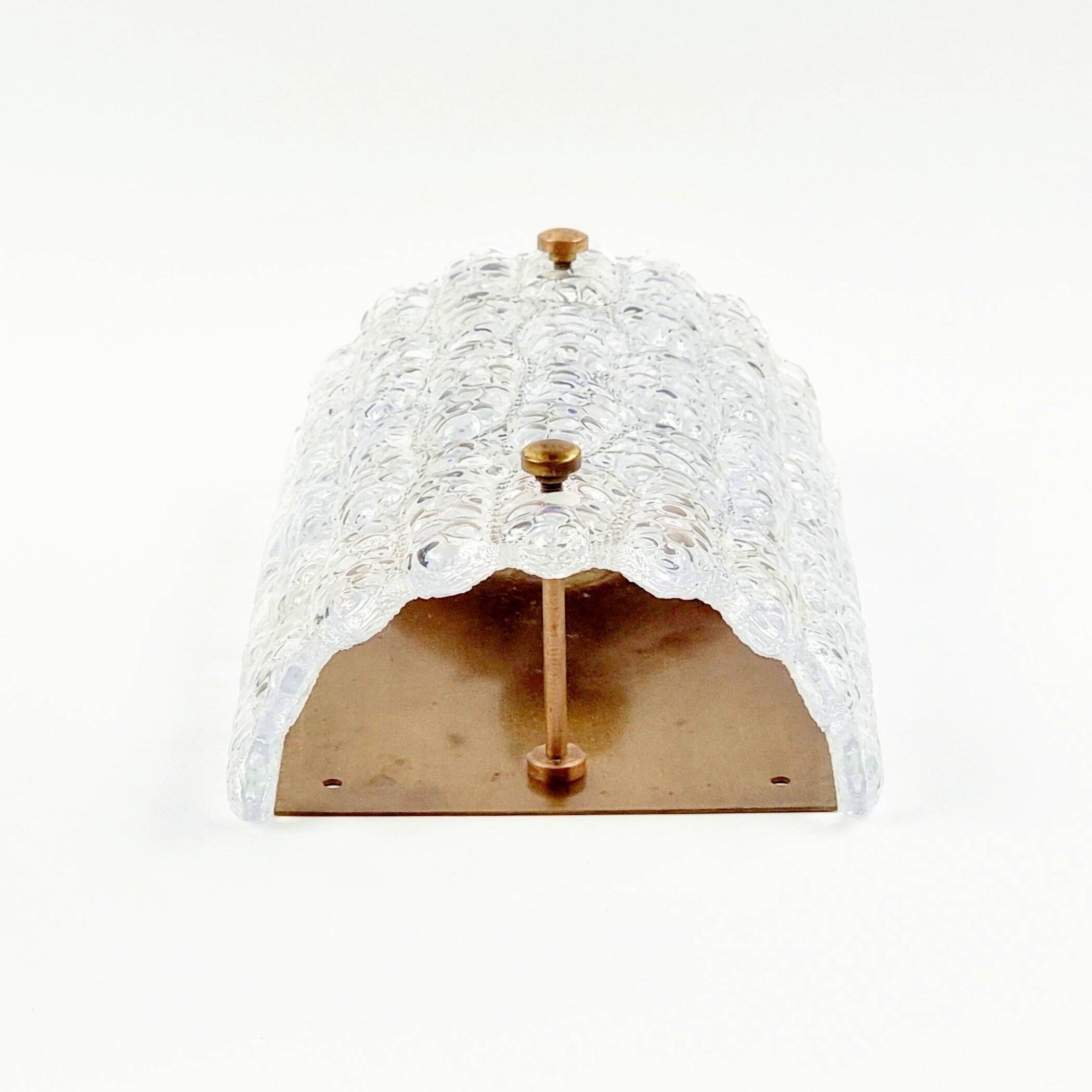 Mid-Century Scandinavian Glass & Brass Wall Light by Carl Fagerlund for Orrefors, Sweden, 1960s