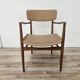 Fauteuil suédois en bois et tissu marron