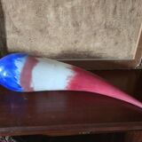 Pair of large horn vases to be fixed in blown glass – Tricolour decoration – L 56 cm