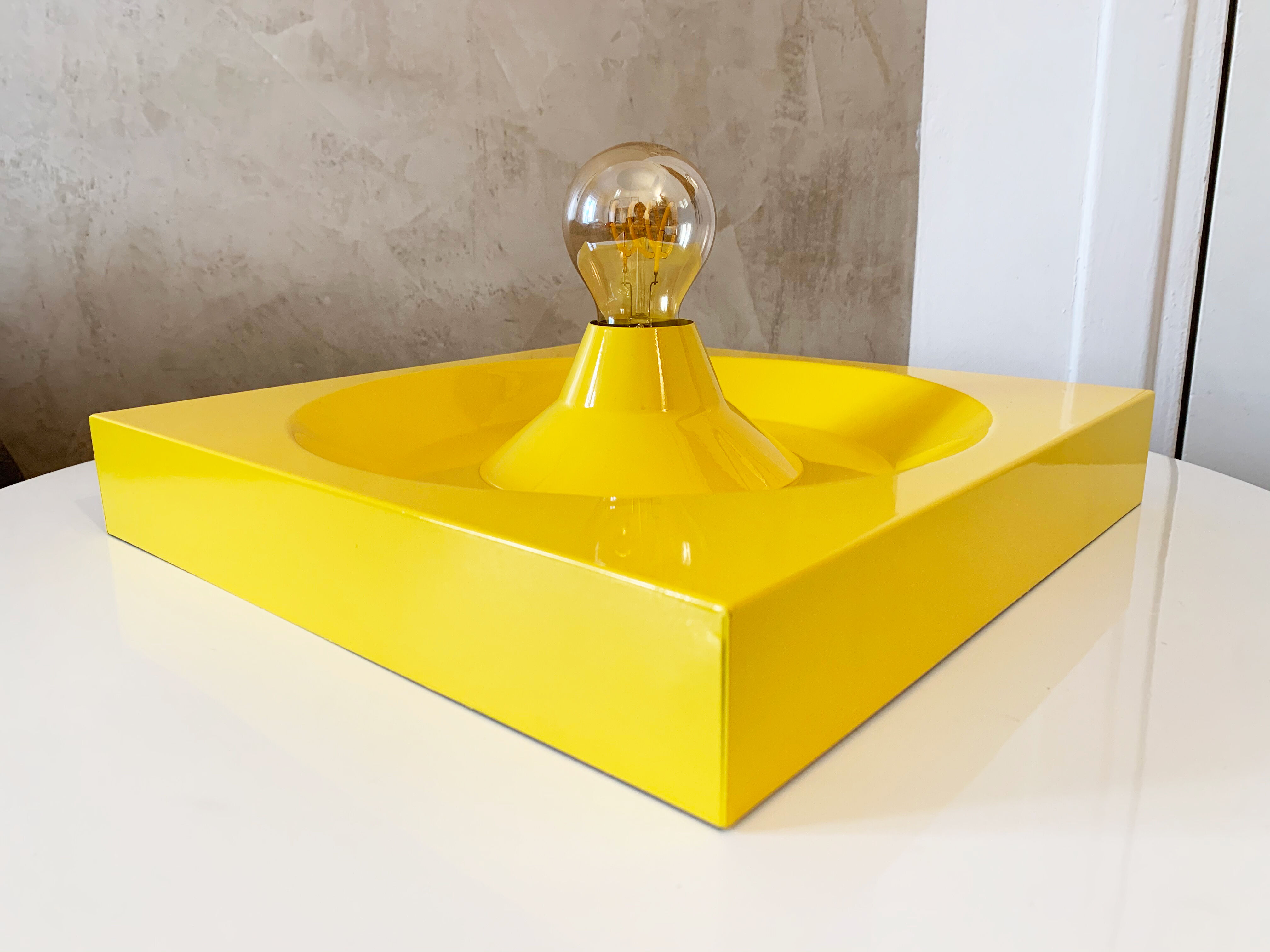 Yellow Metal Wall Light by Klaus Hempel for Kaiser Leuchten, 1970s