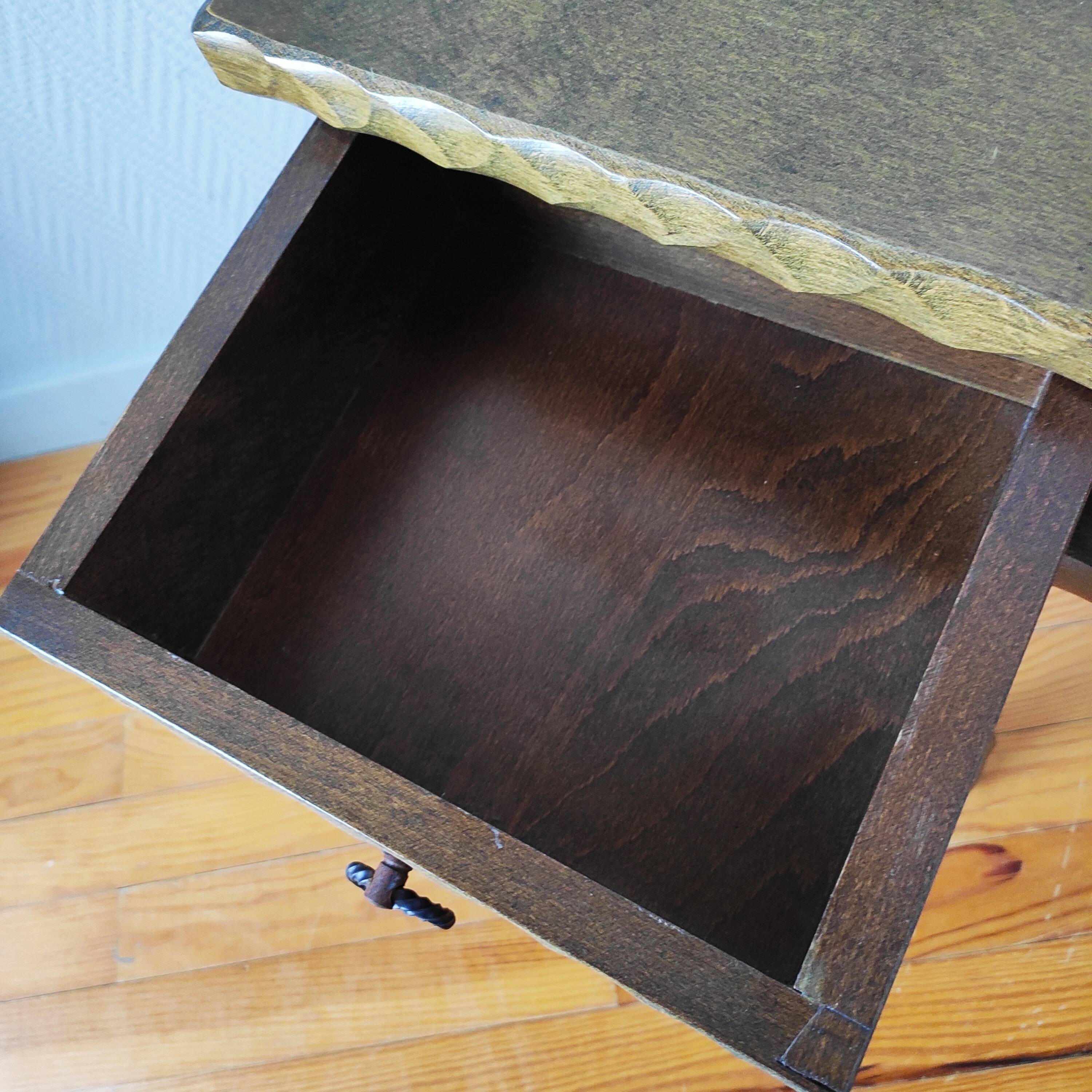 Vintage brutalist bedside table 1950 side table