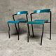 Set of 12 vintage blue bistro chairs