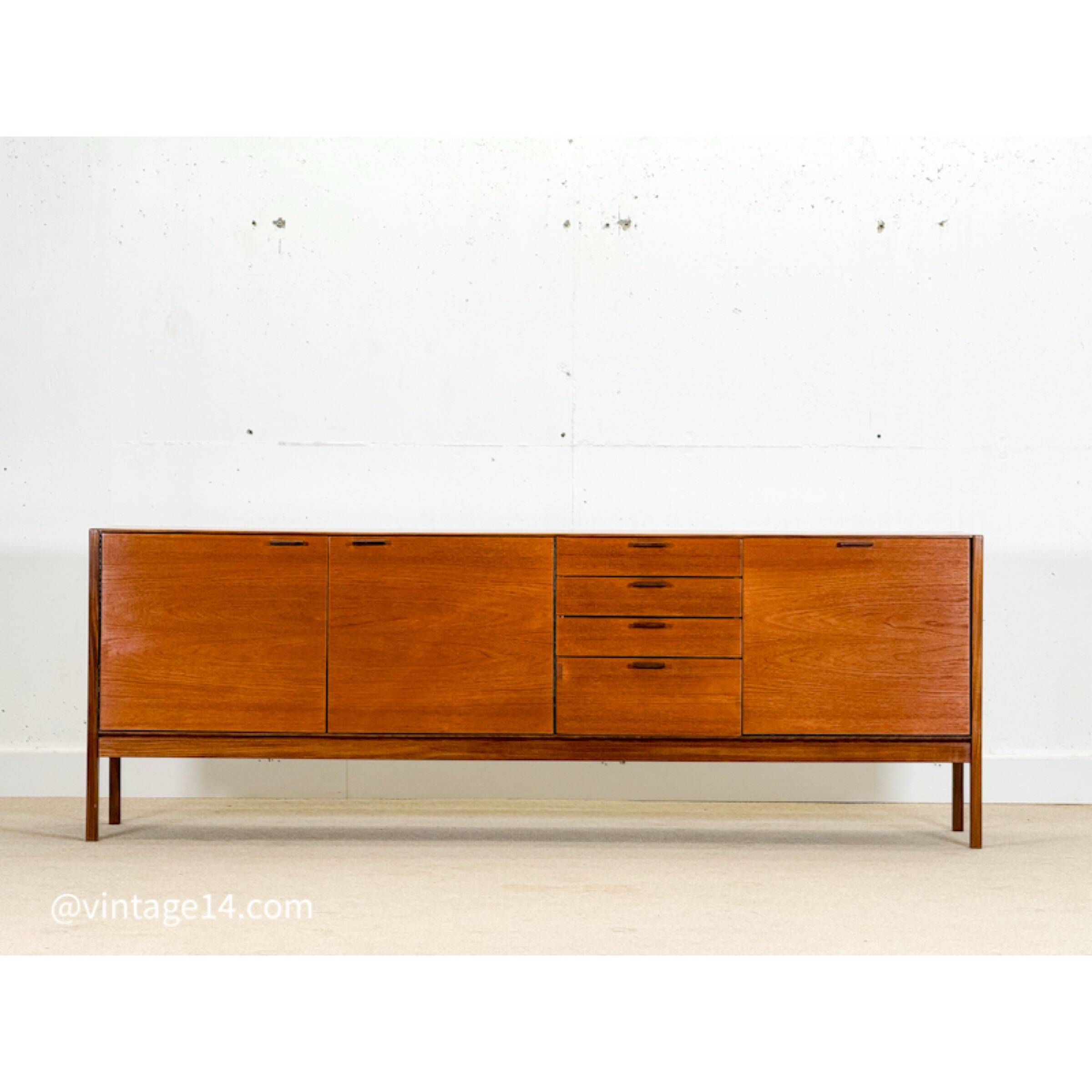 Mid-Century Sideboard by Meredew (Brown Leather Handles)