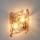 Pair of wall sconces in gilded brass and crystal by Palwa, Germany, 1960s.