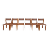 Set of 6 "Gorgoni" chairs in solid elm – Roche Bobois