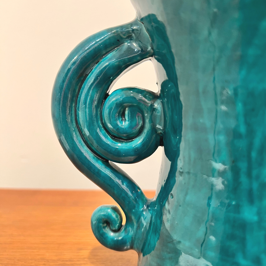 Vase in green enamelled green Jean Austruy