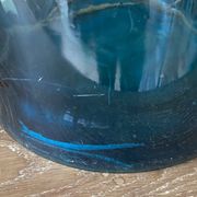 Large blue glass Dame Jeanne vase H45cm