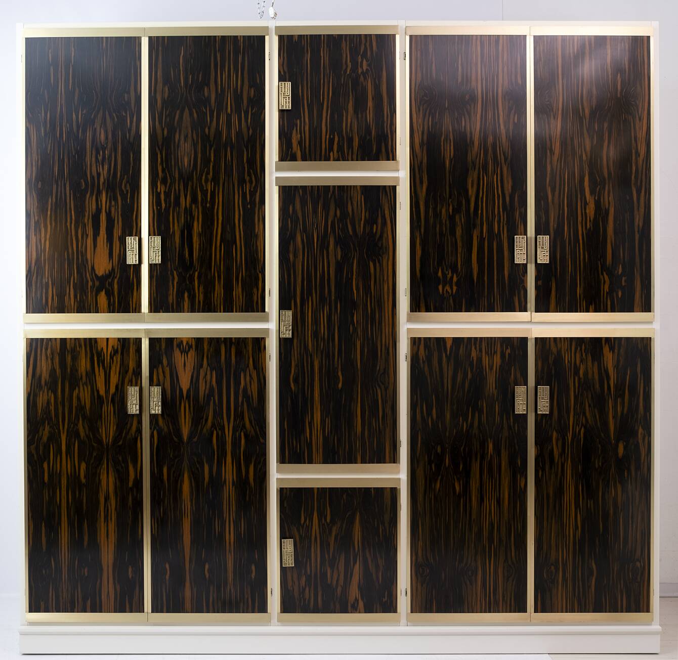 Luciano Frigerio Mid-Century Modern Italian Brass and Walnut Wardrobe, 1970