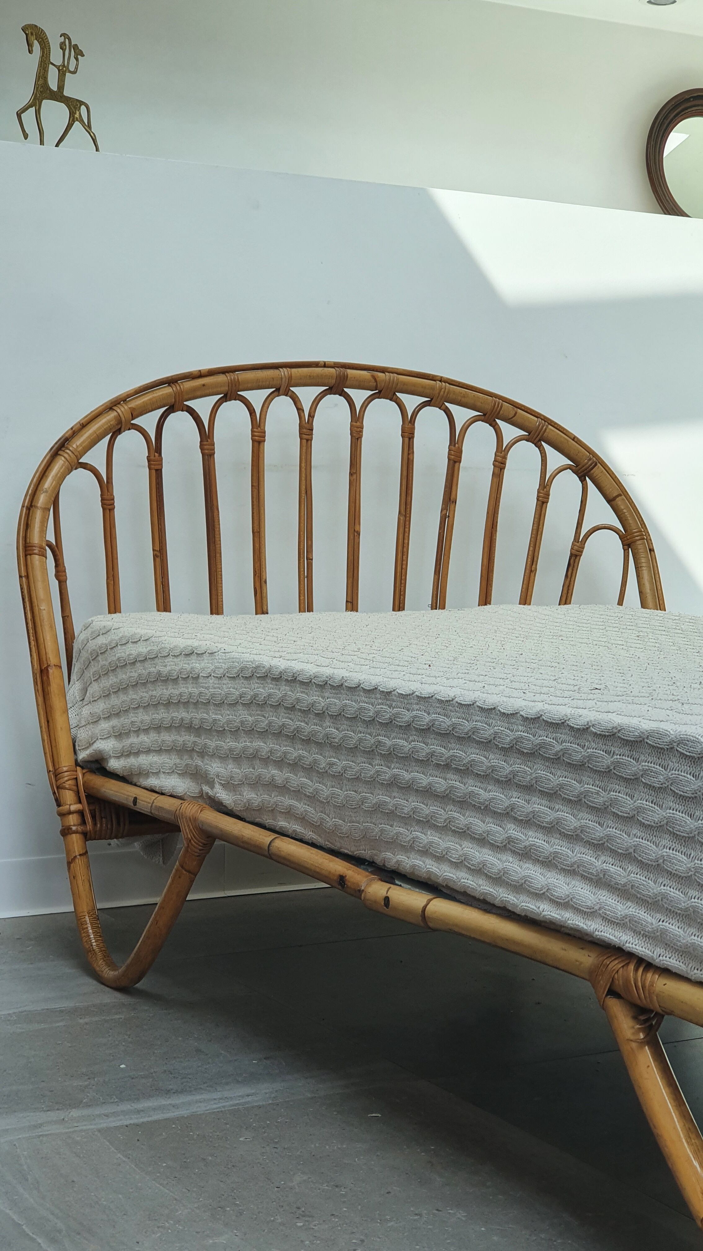 Rattan basket bed from the 50s