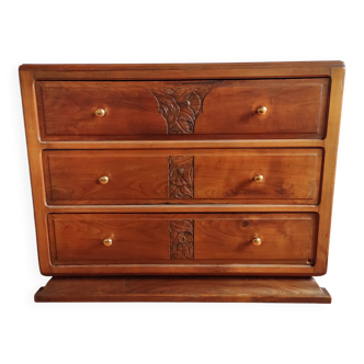 Art Deco chest of drawers in solid walnut – 1920s-30s – large size