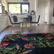 Tapis de laine roumain avec coquelicots et épis de blé, 250x160 cm