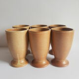Set of 6 stoneware mazagrans CNP gres village France vintage