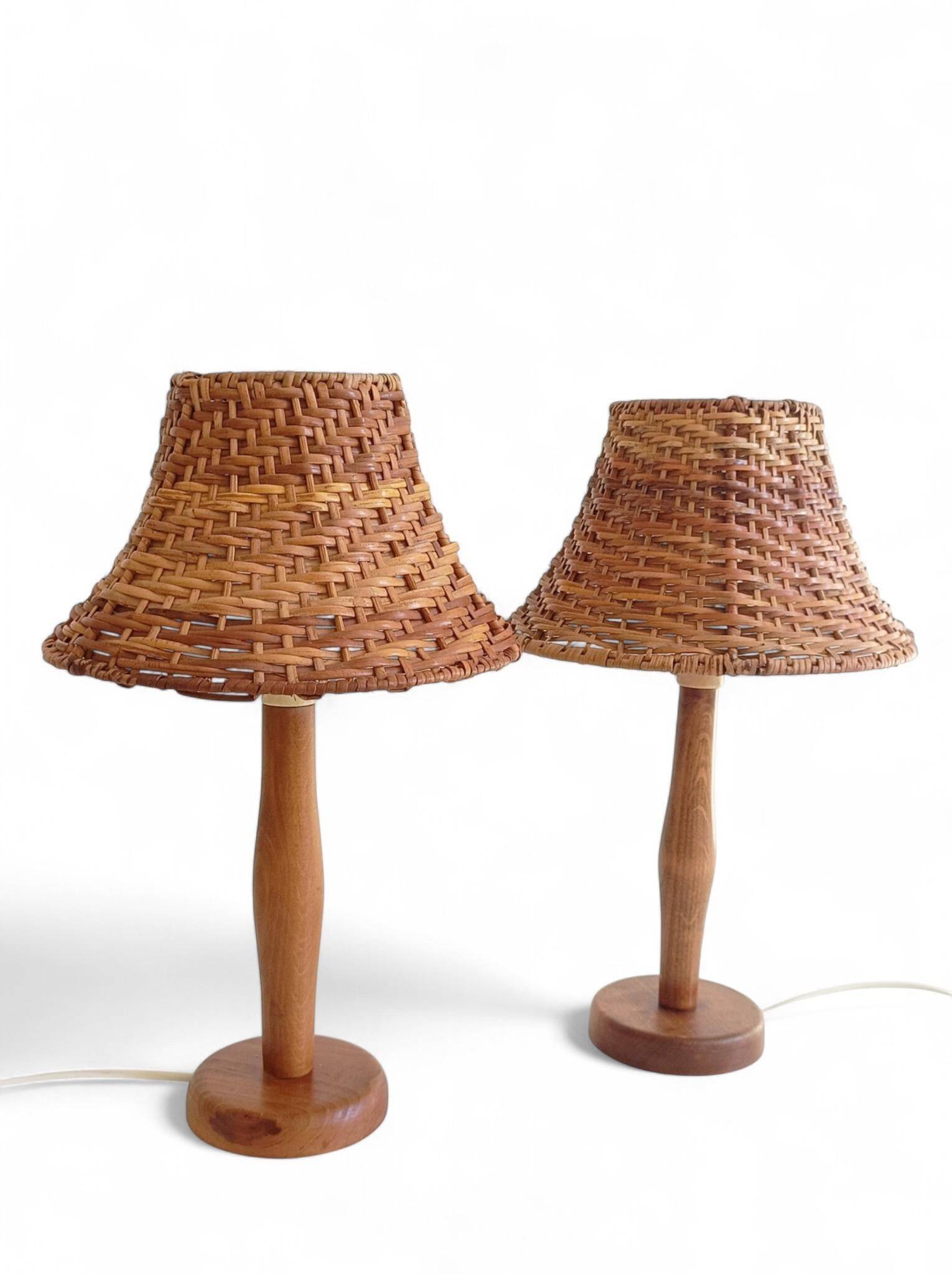 Pair of 1960s Swedish Pine Table Lamps by Ikea — Mid-Century Organic Modern