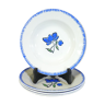 Set de 4 assiettes creuses Badonviller décor fleur bleu