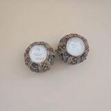 Pair of small openwork vases in glazed earthenware – Made in Italy