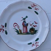 Set of 4 antique polychrome earthenware plates – Chinese decoration